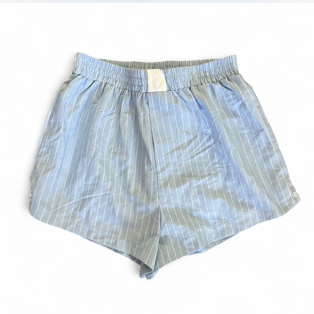 SNDYS X Revole Blue Striped Women's Shorts - Picture 2 of 5